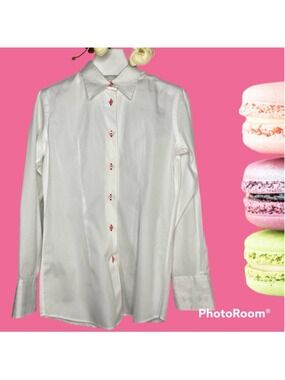 Coton Doux Paris Women’s Shirt White Tailored Cotton Cupcake Trim